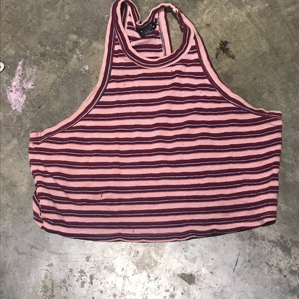 purple stripped cropped tank top